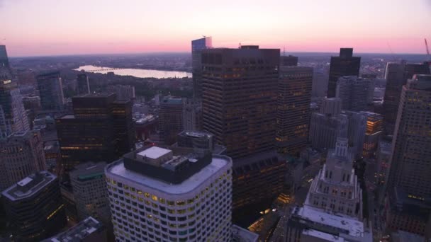 Boston Massachusetts Circa 2019 Vista Aérea Boston Atardecer Disparo Desde — Vídeo de stock