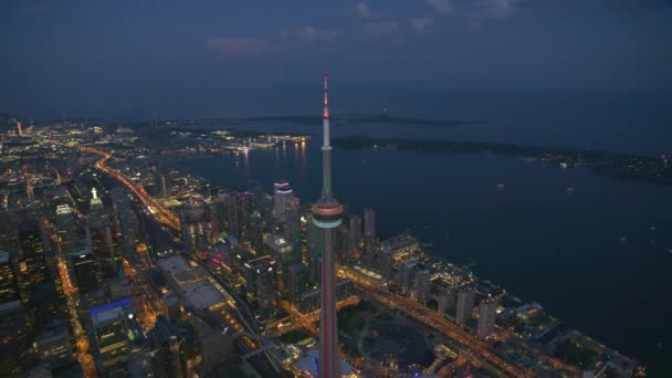 Toronto Kanada Circa 2019 Letecký Pohled Toronto Soumraku Snímek Vrtulníku — Stock video