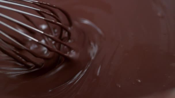 Stirring Chocolate Whish Slow Motion Shot Phantom Flex Camera — Stock Video