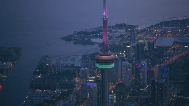 Toronto Kanada Circa 2019 Letecký Pohled Toronto Soumraku Snímek Vrtulníku — Stock video