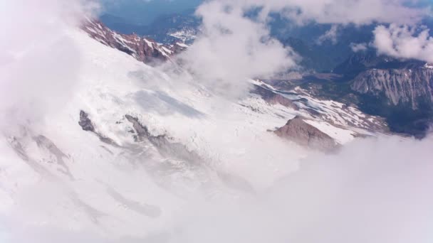 Mount Rainier Washington 2019 Dolaylarında Rainier Dağı Nın Havadan Görünüşü — Stok video