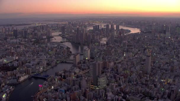 Tokio Japón Circa 2018 Volando Sobre Río Sumida Bahía Tokio — Vídeos de Stock