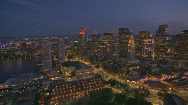 Boston Massachusetts Kolem Roku2019 Letecký Pohled Boston Noci Snímek Vrtulníku — Stock video