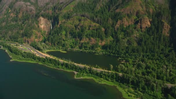 Oregon Circa 2021 Letecký Pohled Dálnici Columbia River Gorge Shot — Stock video