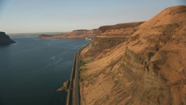 Oregon Estados Unidos Filmagem Vista Alto Ângulo Columbia River Gorge — Vídeo de Stock