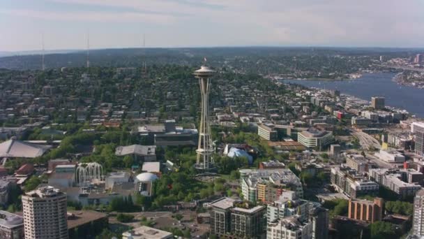 Seattle Washington 2019 Dolaylarında Seattle Şehir Merkezinin Hava Görüntüsü Helikopterden — Stok video