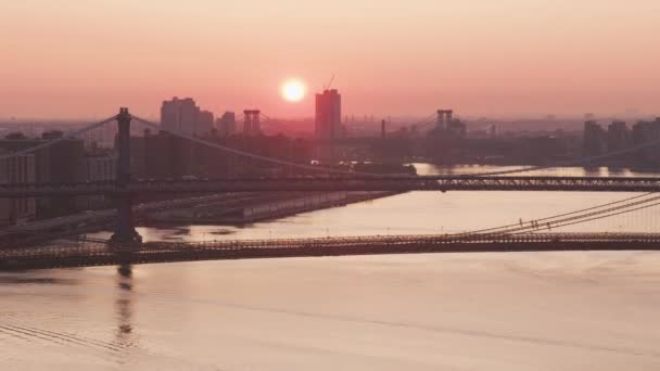 Νέα Υόρκη Νέα Υόρκη Περίπου 2019 Αεροφωτογραφία Του Ήλιου Ανατέλλει — Αρχείο Βίντεο