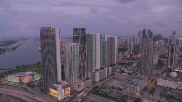 Miami Florida Circa 2019 Vista Aerea Miami Tramonto Girato Elicottero — Video Stock