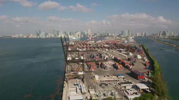 Miami Floryda Około 2019 Roku Port Miami Widok Lotu Ptaka — Wideo stockowe