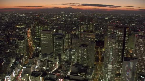 Токіо Японія Близько 2018 Року Повітряний Вид Хмарочоси Токіо Сутінках — стокове відео