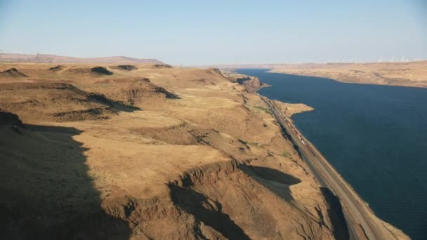 俄勒冈州 哥伦比亚河流域高视角的景象 — 图库视频影像