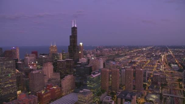 Chicago Illinois Circa Bis 2019 Luftaufnahme Von Chicago Bei Sonnenuntergang — Stockvideo