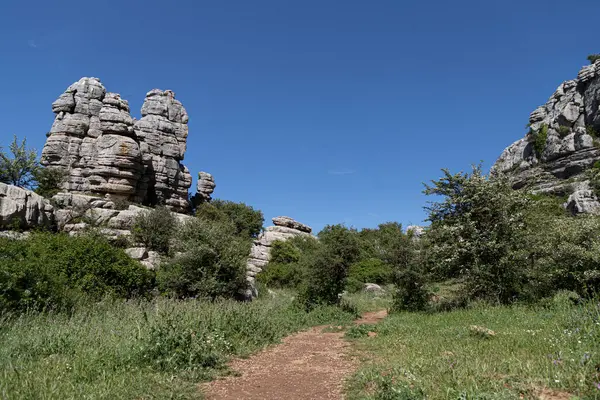 Karst manzarası Torcal de Antequera, Malaga, İspanya