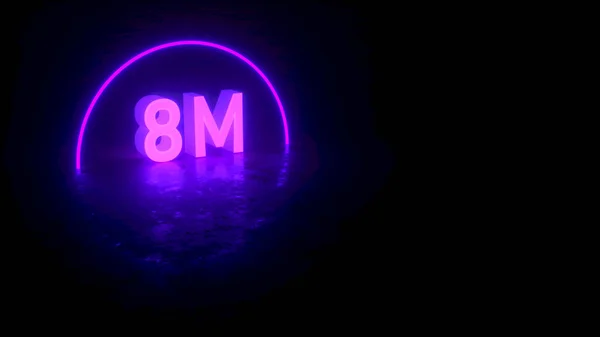 Mutlu Uluslararası Kadınlar Günü, render 3D tasarım, mor ve pembe.