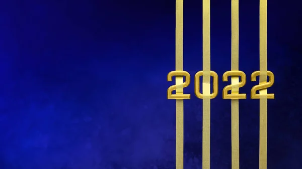 Zlatá Čísla 2022 Stuhami Izolovanými Tmavomodrém Pozadí Pozdrav Pohled Šťastný — Stock fotografie