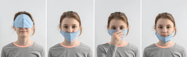 Como Não Usar Uma Cobertura Facial Máscara Menina Adolescente Atraente — Fotografia de Stock