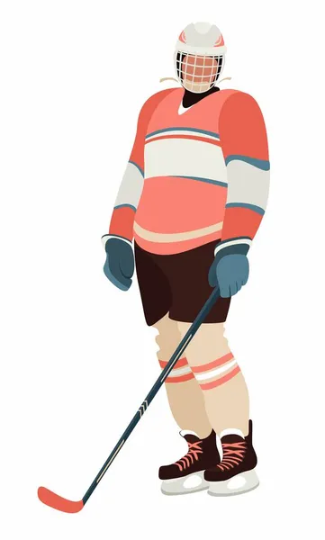 Female Ice Hockey Player Hockey Equipment Hockey Girl Stick Winter — Stock Vector