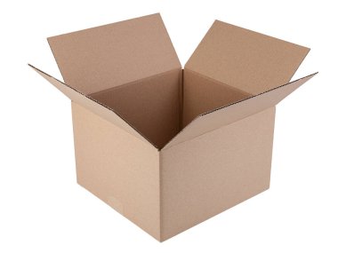 Corrugated cardboard box, object isolated on a white background.