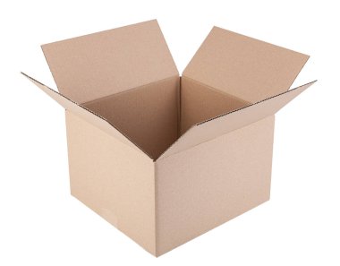 Corrugated cardboard box, object isolated on a white background.