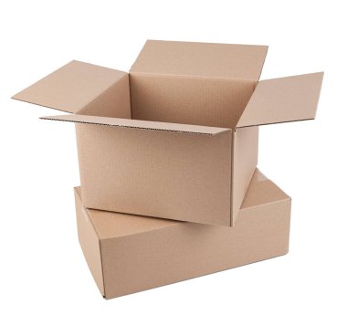 Corrugated cardboard box, object isolated on a white background.