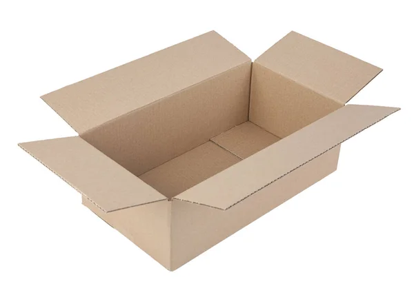 Corrugated Cardboard Box Object Isolated White Background — Zdjęcie stockowe