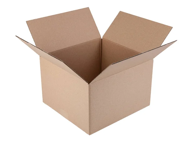 Ζαρωμένο Κουτί Από Χαρτόνι Αντικείμενο Που Απομονώνεται Λευκό Φόντο — Φωτογραφία Αρχείου