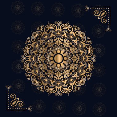 Mandala geometrik daire elementi, yogada duran siyah kadın süslemeli dantel desen ve çirkin arka plan çiçek çember tasarımı genç kadın oturmuş ve meditasyon yapıyor süslemeli yuvarlak desen dekoratif mandala 