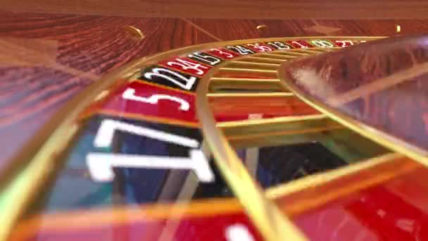 Wetten auf Rot im vegas Casino am Roulette-Rad und gewinnen Glück — Stockvideo