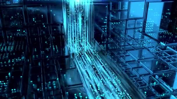 Digitales Science-Fiction-Konzept im Prozessor für künstliche Intelligenz mit binären Daten — Stockvideo