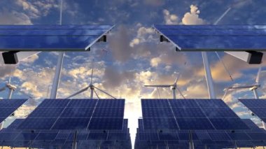 Rüzgar türbinleri ve verimli güneş panelleri ile alternatif enerji üretimi