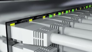Sunucu odasında ağ anahtarlarıyla küresel ağ iletişim teknolojisi