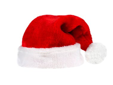 Beyaz bir arka plan üzerinde izole Noel Baba şapkası.