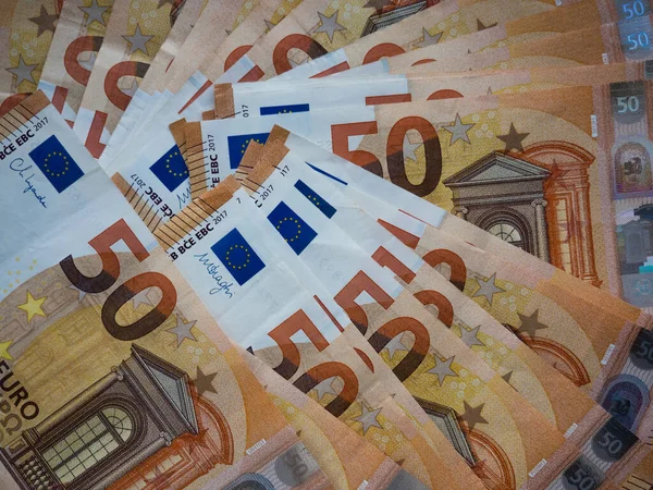 Предпосылки для банкнот в 50 евро — стоковое фото