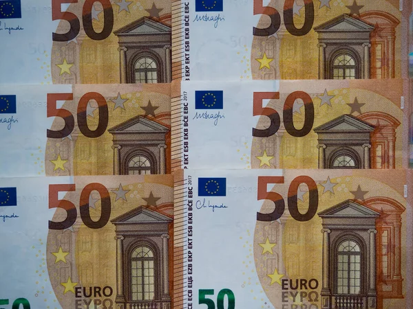 Achtergrond van de biljetten van vijftig euro — Stockfoto