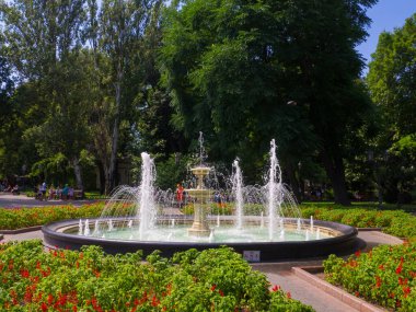Odesa 'nın merkezindeki halk parkındaki çeşme.
