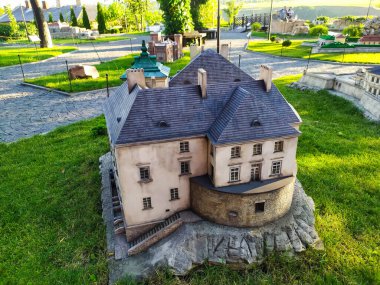 Kamianets-Podilskyi, Ukrayna. Olesko kalesinin maketi. Olesko Kalesi 'nin küçük kopyası. 