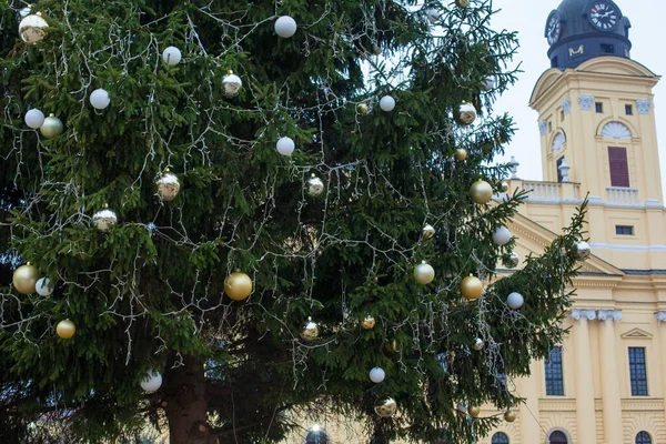 Debrecen Węgry Protestancki Wielki Kościół Węgierski Reformatus Nagytemplom Placu Kossuth — Zdjęcie stockowe