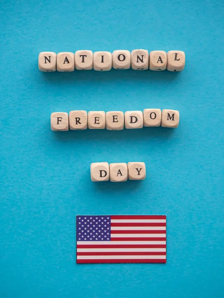 National Freedom Day Blue Background Text National Freedom Day Date — 图库照片