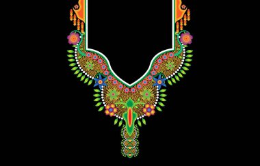 Moda için geleneksel EP6.Çiçek kolye nakışı tasarımı. Arka plan, duvar kağıdı, giysi ve ambalaj..