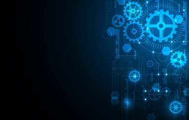 Teknoloji devre kartı dokusuna sahip soyut mühendislik arkaplanı. Elektronik anakart iletişim ve konsept. EP.2.Yüksek teknoloji iletişim konsepti yenilik arka plan vektörü