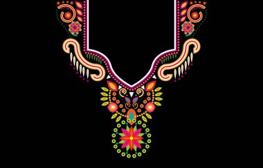 Moda için geleneksel EP8.Çiçek kolye nakışı tasarımı. Arka plan, duvar kağıdı, giysi ve ambalaj..