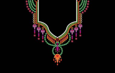 Moda için geleneksel EP10.Çiçek kolye nakış tasarımı. Arka plan, duvar kağıdı, giysi ve ambalaj..