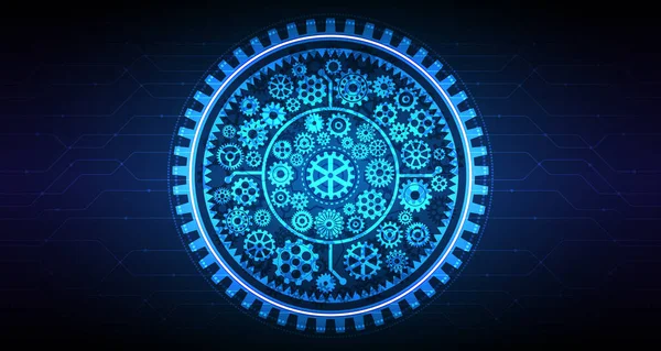 Vector Sketch Background Gear Wheel Circle Gear Elements Circuit Board — Vetor de Stock