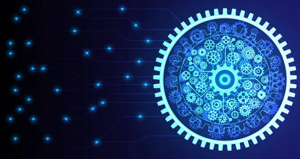 Vector Schets Achtergrond Tandwiel Cirkel Met Versnellingselementen Circuit Board Van — Stockvector