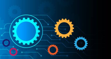 Gear Motor Mekanik Konsepti. Gelecekteki Teknoloji Makine Mühendisliği sembolü. Endüstri gelişimi. İş çözümü fikri. EP.1.Yüksek teknolojili iletişim konsepti yenilik arka plan vektörü