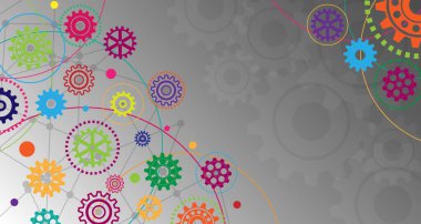 Arka plandaki ağ modeli, yol, gelecek dişli tekerlek deseni teknolojisi EP.6.yüksek teknoloji iletişim konsepti yenilik vektör çizimi arka planında 