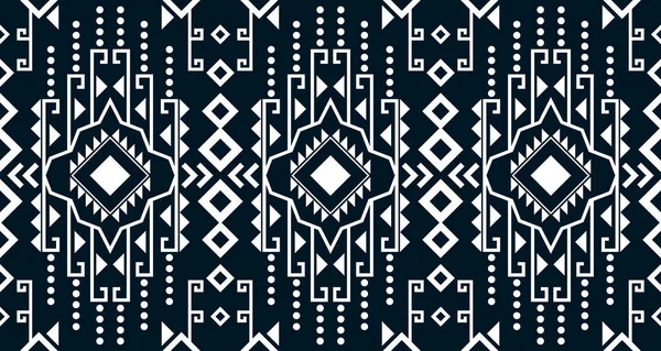 Abstract Ethnic Geometric Print Pattern Design Repeating Background Texture Black — Stok Vektör
