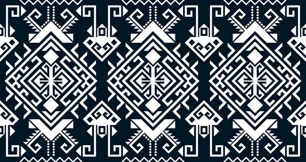 Abstract Ethnic Geometric Print Pattern Design Repeating Background Texture Black — Vettoriale Stock