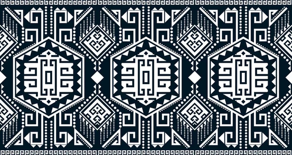 Abstract Etnisch Geometrisch Print Patroon Ontwerp Herhaalt Achtergrond Textuur Zwart — Stockvector