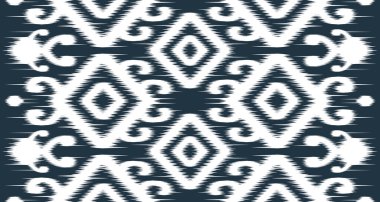 Etnik beyaz desenli kumaş taşıyıcı arka plan tasarımı. Endonezya ve diğer Asya ülkelerindeki kumaşlarda pürüzsüz EP.35.Vintage süsleme baskısı. Kumaş ve tekstil için harika, duvar kağıdı, ambalaj için.